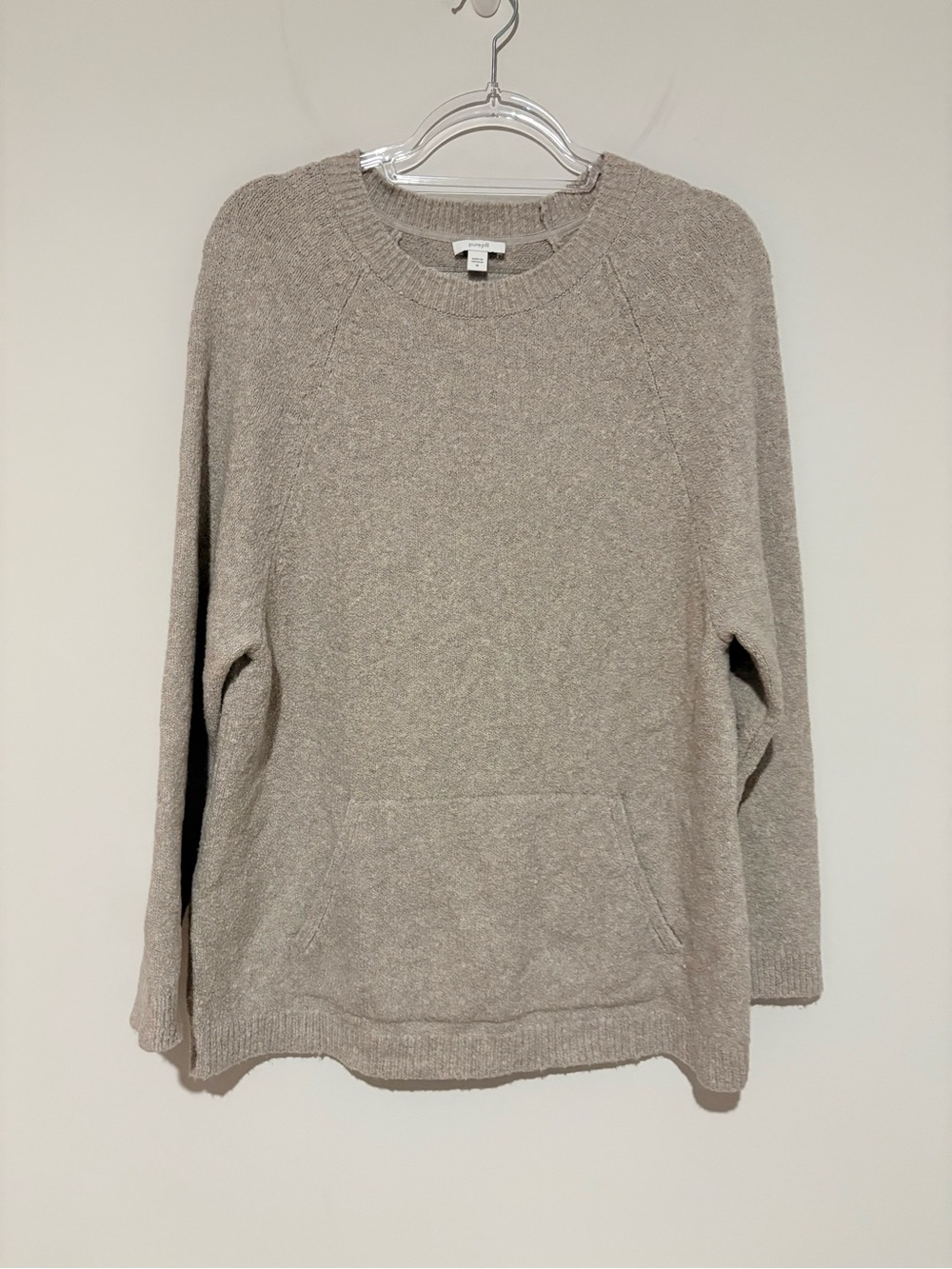 J Jill pure wool pocket‎ pullover sweater beige tan size medium